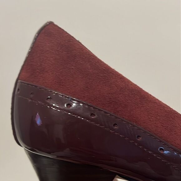 Cole Haan Burgundy Suede/Patent Leather Heeled Shoes Size 7 - Picture 14 of 14